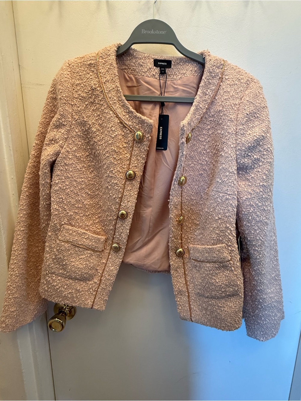 NWT Express Peach Tweed Blazer Jacket Size M